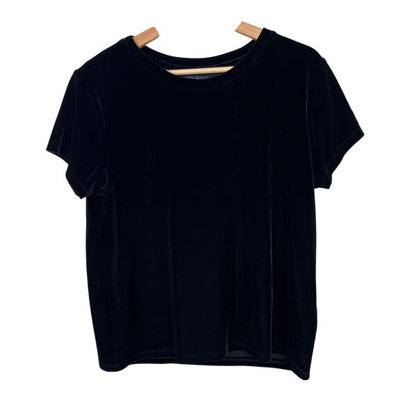 Abercrombie & Fitch Women's Size Small Black Velvet Short Sleeve Stretch Top - Picture 1 of 6